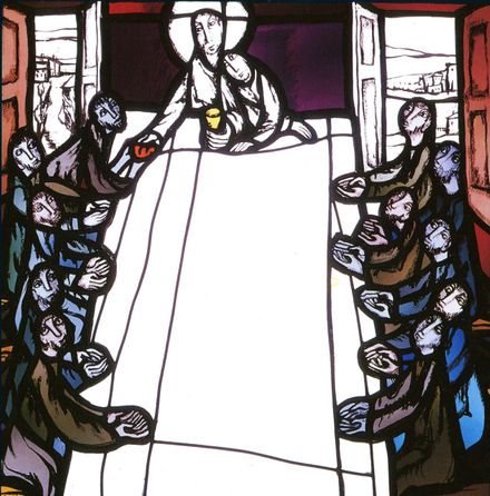 «The Last Supper» - The glass window in the monastery church St. Bonifatius in Hünfeld/Germany